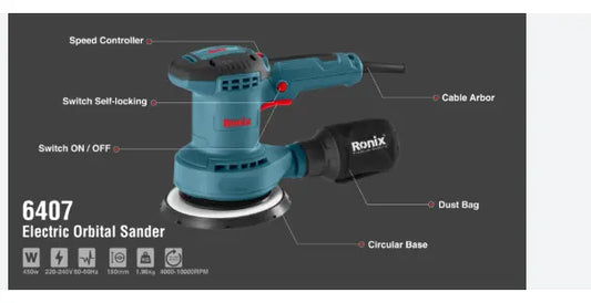 Lijadora Orbital Ronix 6407 150mm 450 Watt